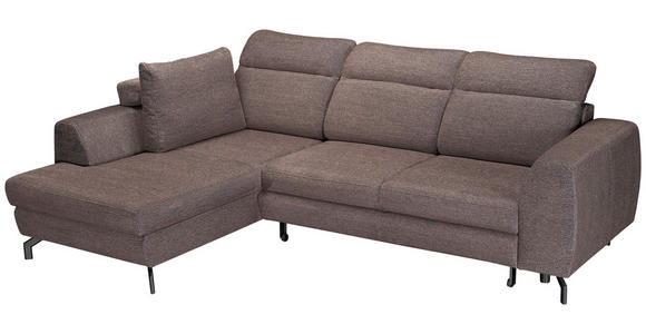 ECKSOFA Dunkelbraun Chenille  - Dunkelbraun/Schwarz, KONVENTIONELL, Textil/Metall (185/240cm) - Carryhome