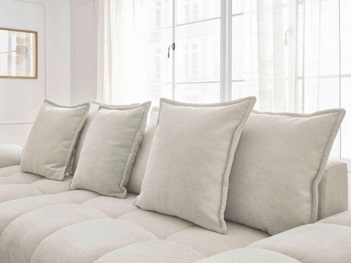 ECKSCHLAFSOFA EVEREST  mit Rücken echt, Armteil links, Armteil rechts Struktur Beige  - Beige/Schwarz, MODERN, Kunststoff/Textil (318/180cm) - Livetastic