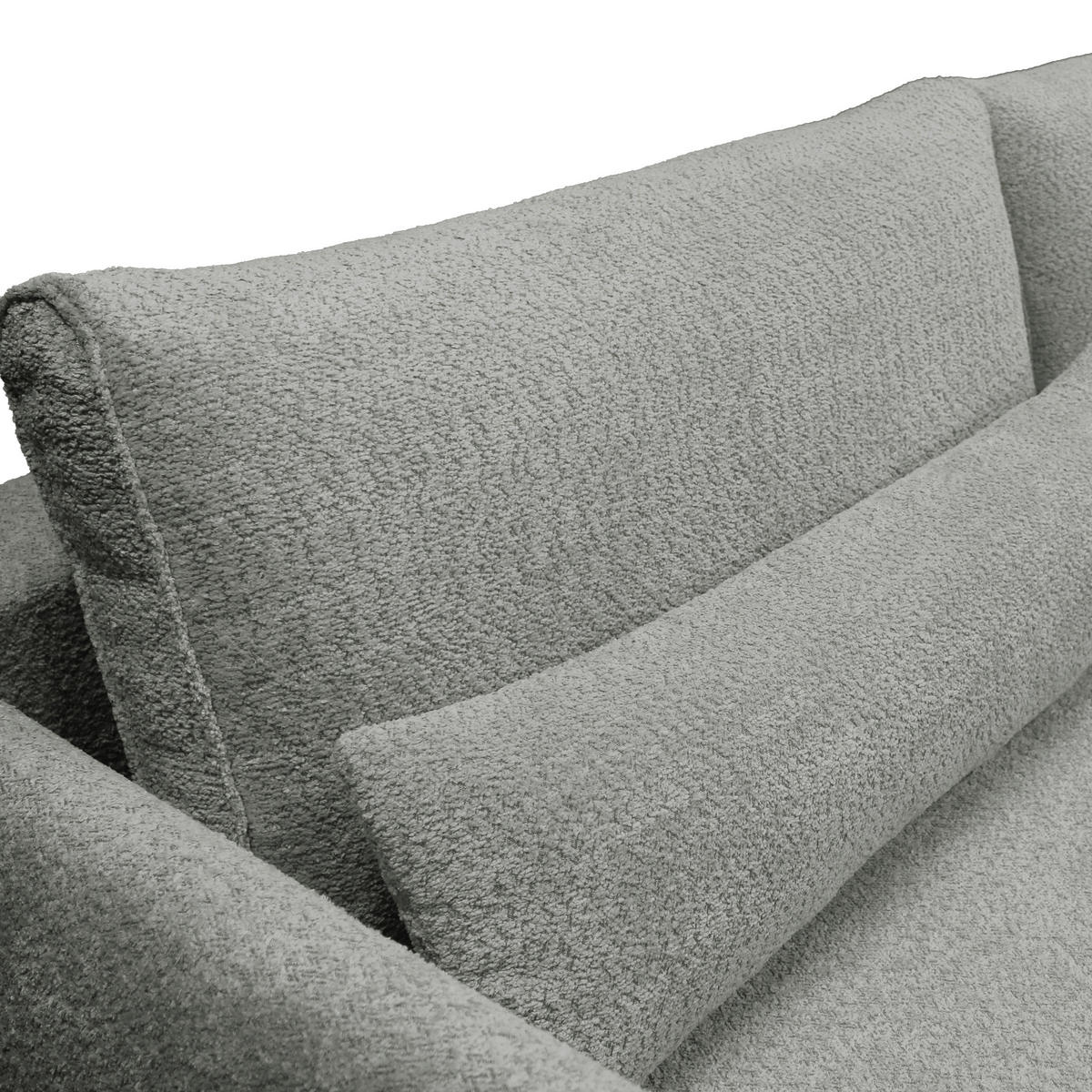 ECKSOFA in Bouclé Grau  - Creme/Schwarz, Design, Textil/Metall (273/204cm) - MID.YOU