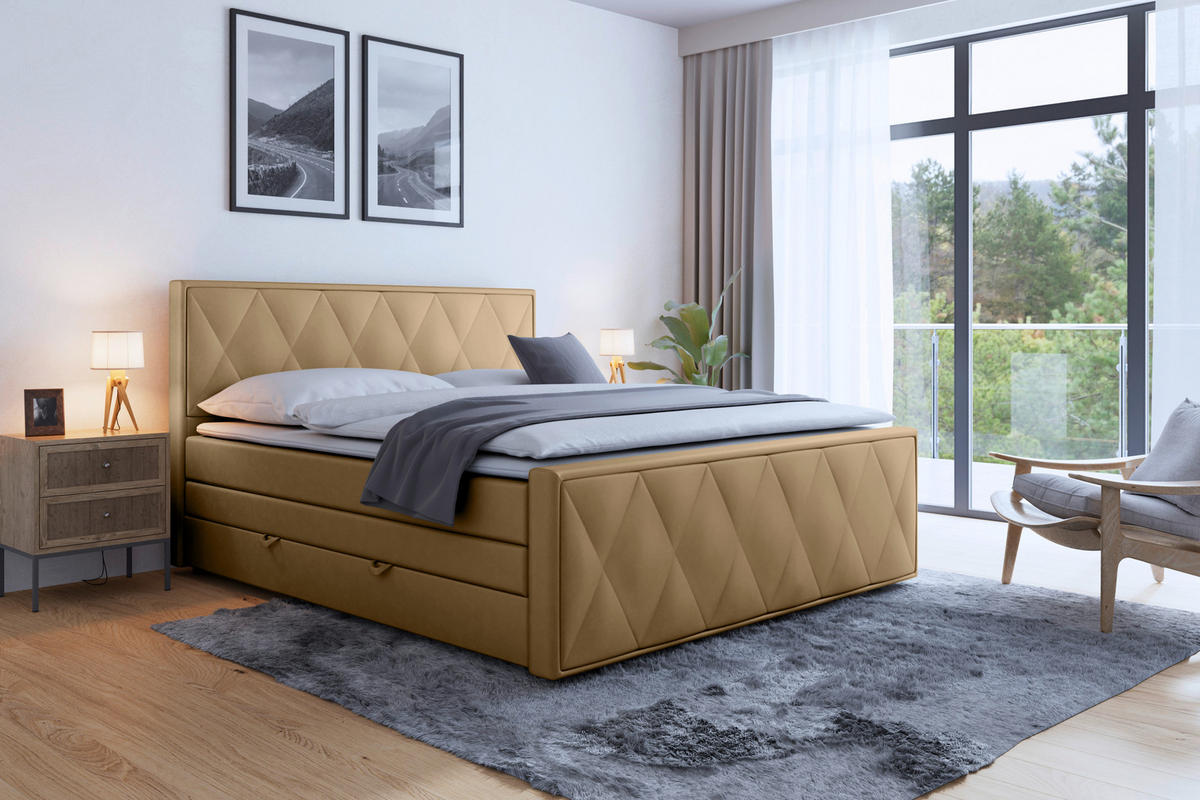 BOXSPRINGBETT 180/200 cm  in Beige  - Beige, Modern, Holz/Kunststoff (180/200cm) - MID.YOU