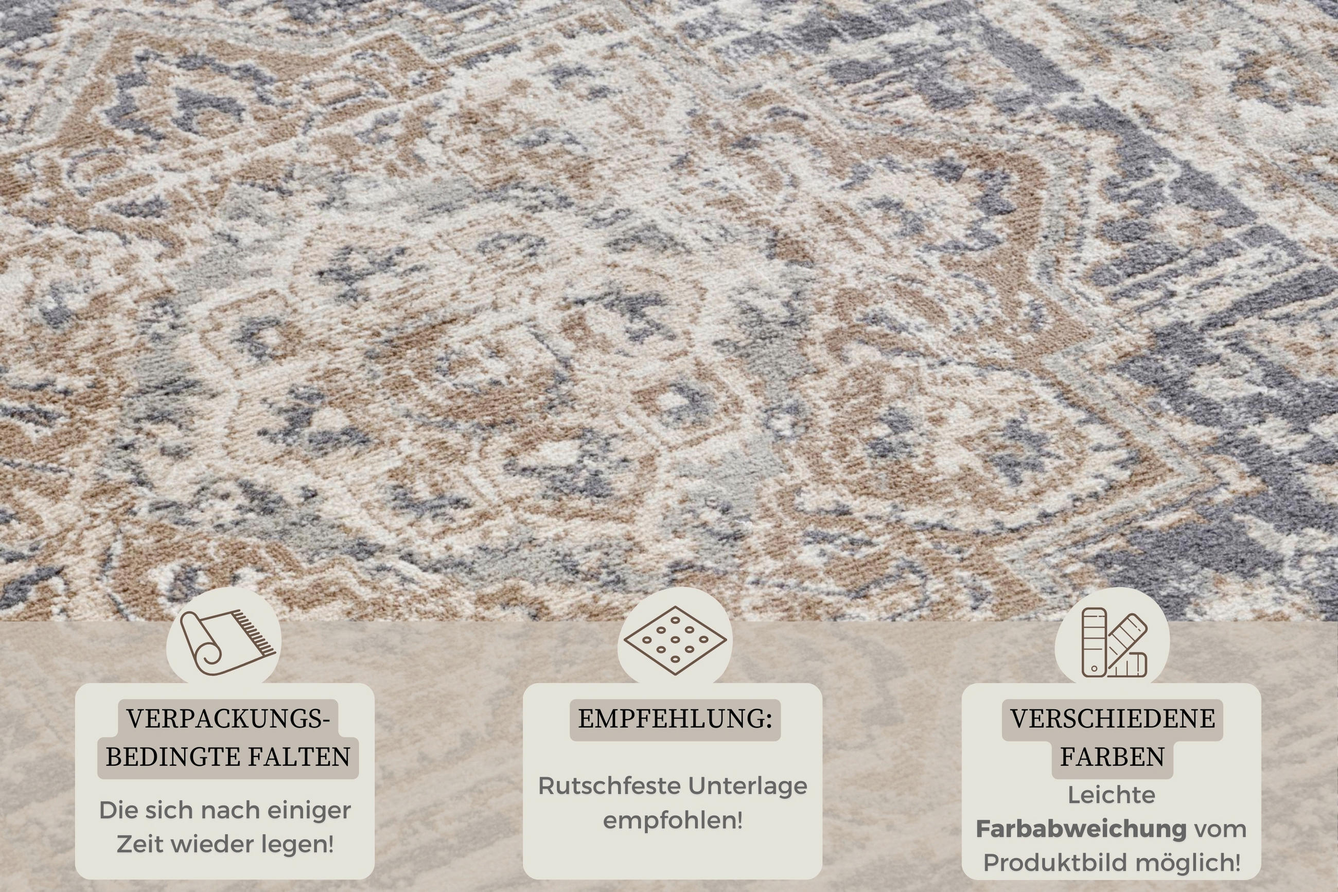Thumbnail - Hanse Home Läufer Terrain, Blau, Creme, Kunststoff, orientalisch, rechteckig, 80x200 cm, Oeko-Tex® Standard 100, für Fuß...