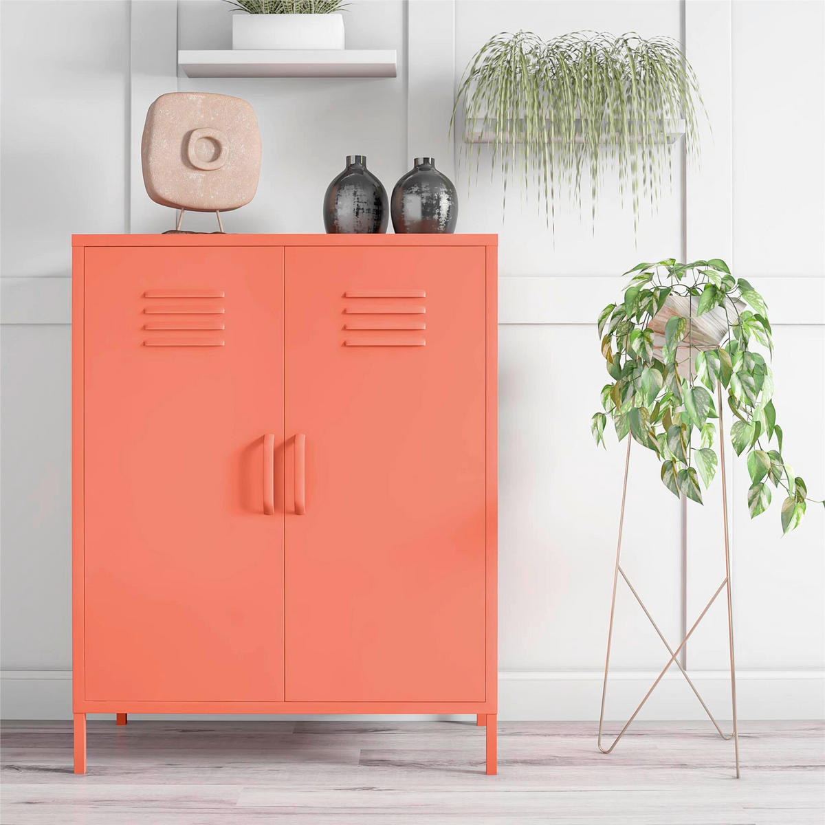 HIGHBOARD Cache  in 80/101/40 cm  - Orange, Design, Metall (80/101/40cm) - MID.YOU