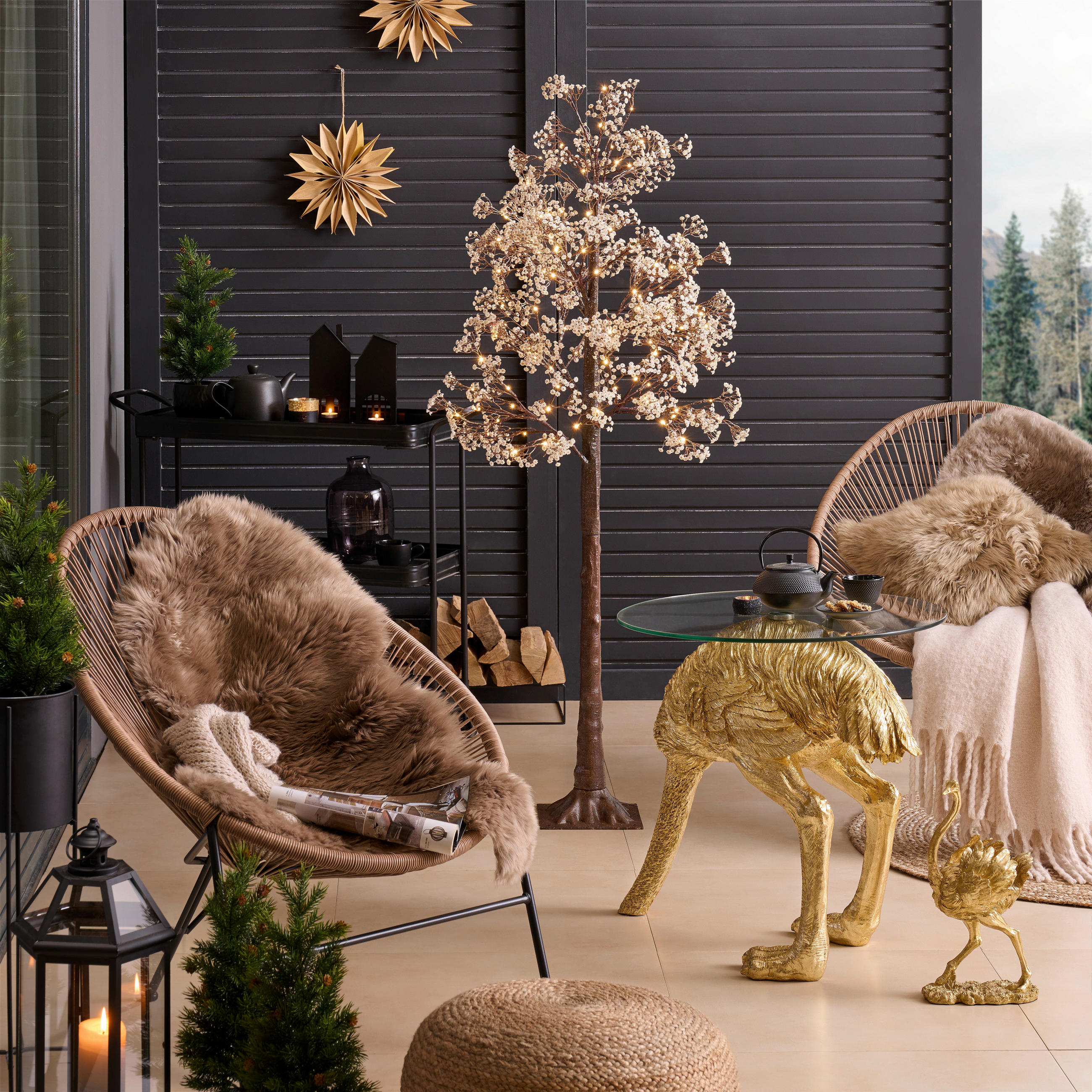 BEISTELLTISCH in Kunststoff, Glas 68,5/60,5/61,5 cm  - Goldfarben, Trend, Glas/Kunststoff (68,5/60,5/61,5cm) - Ambia Home