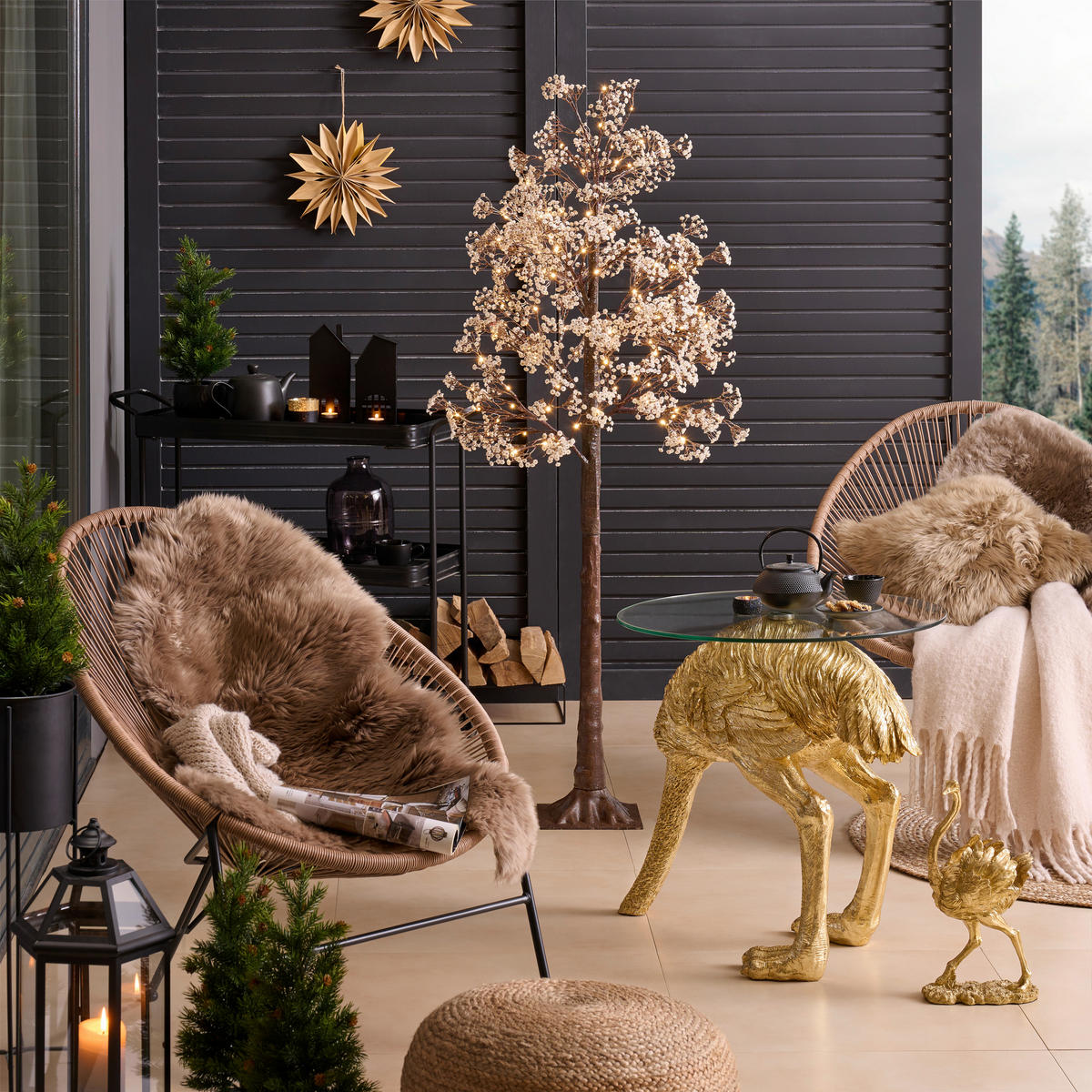 BEISTELLTISCH in Kunststoff, Glas 68,5/60,5/61,5 cm  - Goldfarben, Trend, Glas/Kunststoff (68,5/60,5/61,5cm) - Ambia Home