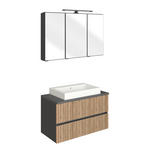 BADEZIMMER  in 90 cm  - Eiche Wotan/Graphitfarben, KONVENTIONELL, Glas/Keramik (90cm) - Xora