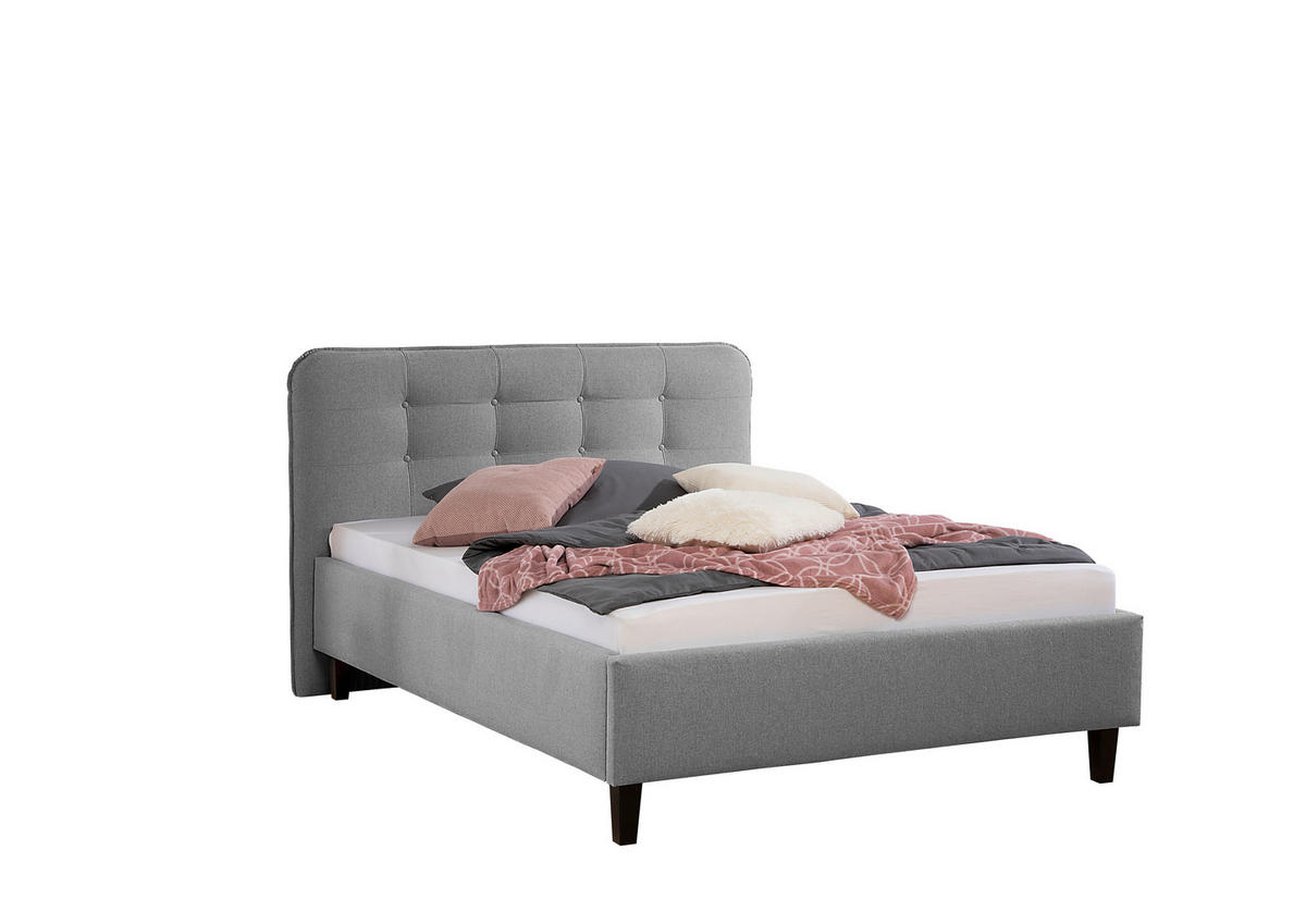 POLSTERBETT 140/200 cm,  in Grau,  - Schwarz/Grau, MODERN, Holz/Textil (140/200cm) - Livetastic