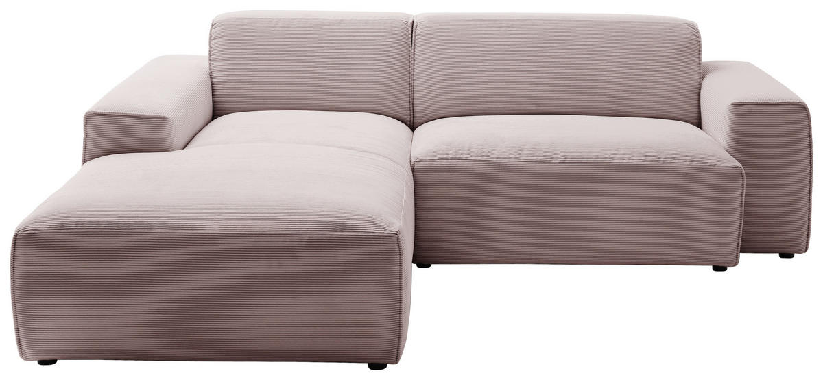 ECKSOFA in Cord Altrosa  - Schwarz/Altrosa, Design, Kunststoff/Textil (189/230cm) - Pure Home Lifestyle
