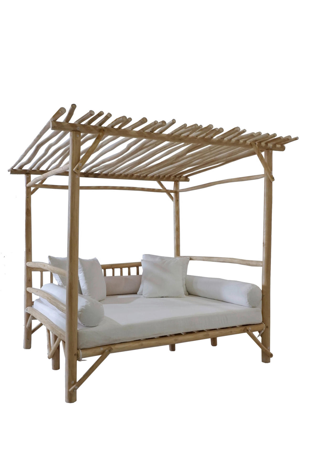 LOUNGEBETT  - Naturfarben/Weiß, Natur, Holz/Textil (200/200/180cm) - Livetastic