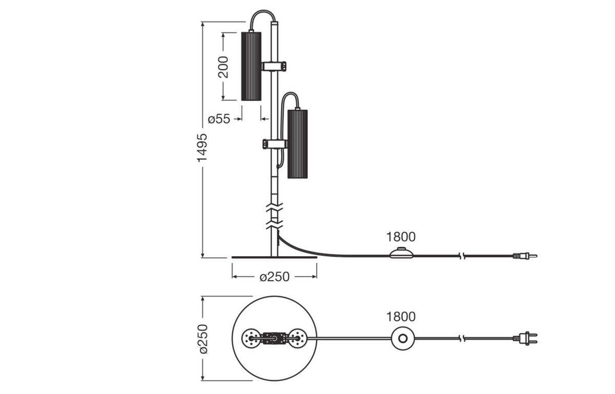 STEHLEUCHTE 25/149.50 cm    - Design, Metall (25/149.50cm) - Osram