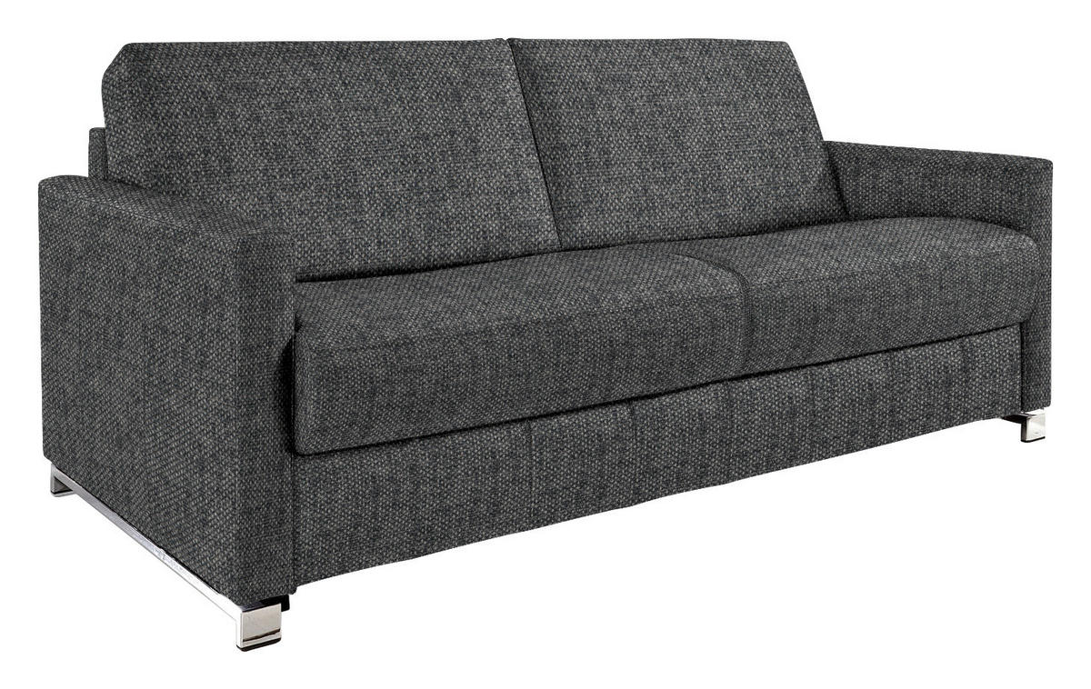 SCHLAFSOFA in Textil Graubraun  - Chromfarben/Graubraun, Design, Textil/Metall (185/84/100cm) - Bali