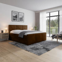 POSTELJA BOXSPRING 180 cm   x 200 cm  , kovina, umetna masa, tekstil, karton, leseni material rjava  - črna/rjava, Moderno, kovina/umetna masa (180/200cm) - MID.YOU