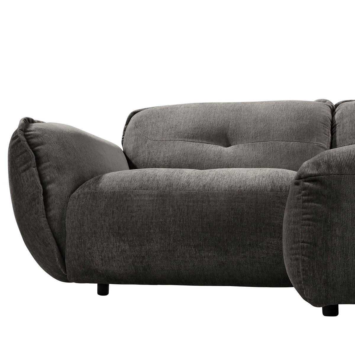 ECKSOFA in Chenille Anthrazit  - Anthrazit/Schwarz, Modern, Kunststoff/Textil (269/184cm) - Trendmanufaktur