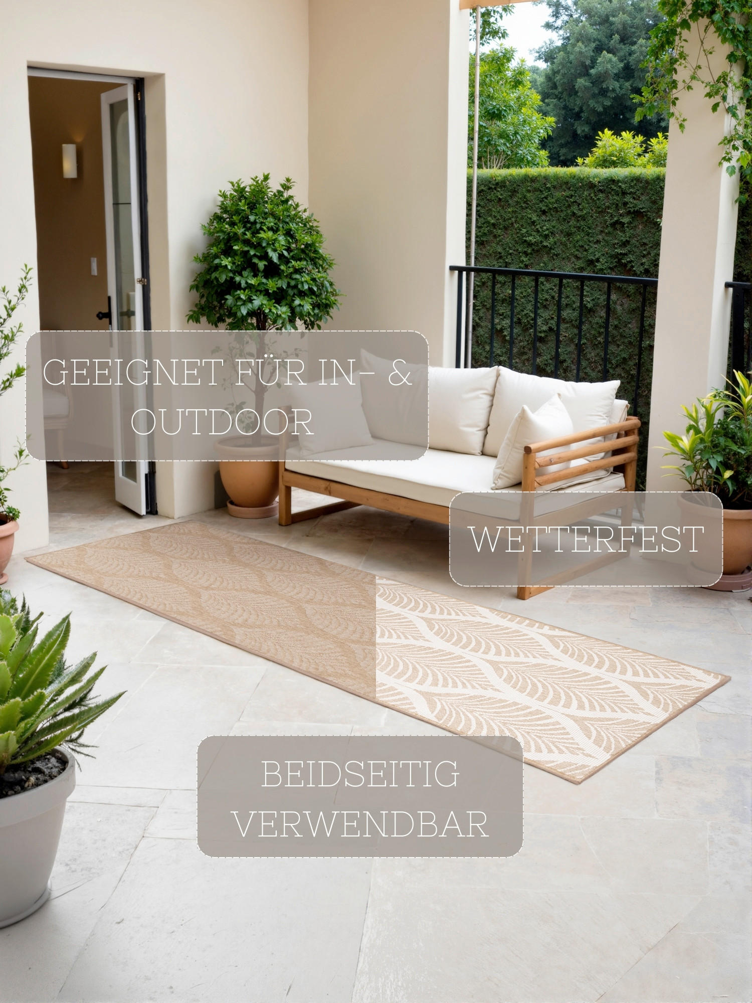 LÄUFER 80/250 cm Duet  - Sandfarben/Weiß, Design, Kunststoff (80/250cm)