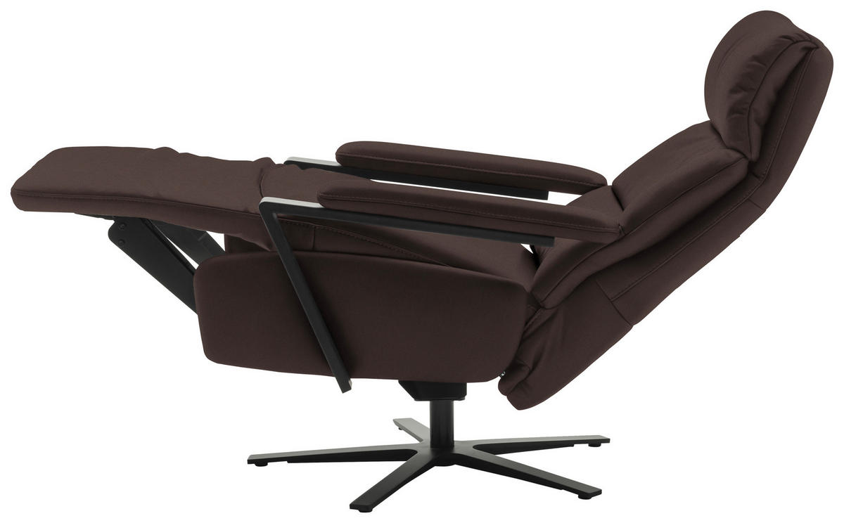FERNSEHSESSEL  mit Relaxfunktion Echtleder Dunkelbraun  - Dunkelbraun/Schwarz, Design, Leder/Metall (74/111/85cm) - Schöner Wohnen