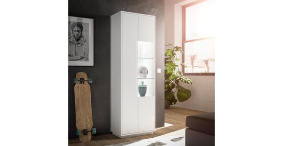 VITRINE Weiß 65/198/38 cm - Weiß, MODERN, Glas/Holzwerkstoff (65/198/38cm) - Carryhome