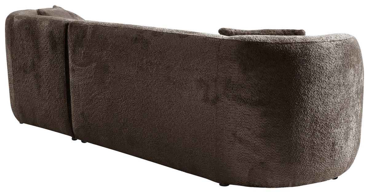 ECKSOFA in Bouclé Braun  - Schwarz/Braun, Design, Kunststoff/Textil (264/143cm) - MID.YOU