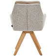 ARMLEHNSTUHL  in Webstoff Kombination Echtleder/Stoff pigmentiert  - Wildeiche/Beige, Design, Leder/Holz (62/90/65cm) - Waldwelt