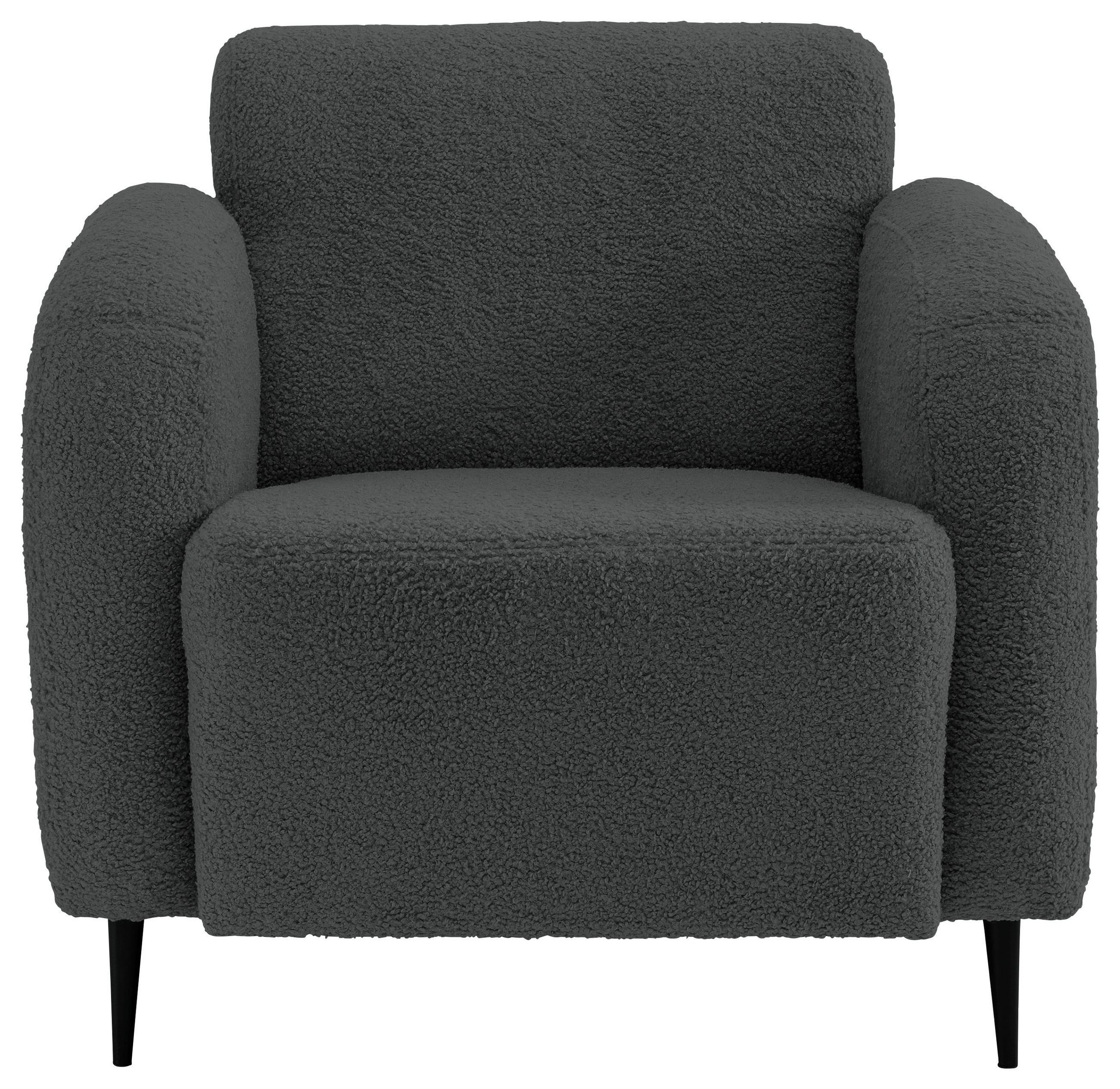 SESSEL Teddystoff Anthrazit    - Anthrazit/Schwarz, MODERN, Textil/Metall (85/76/90cm) - Livetastic