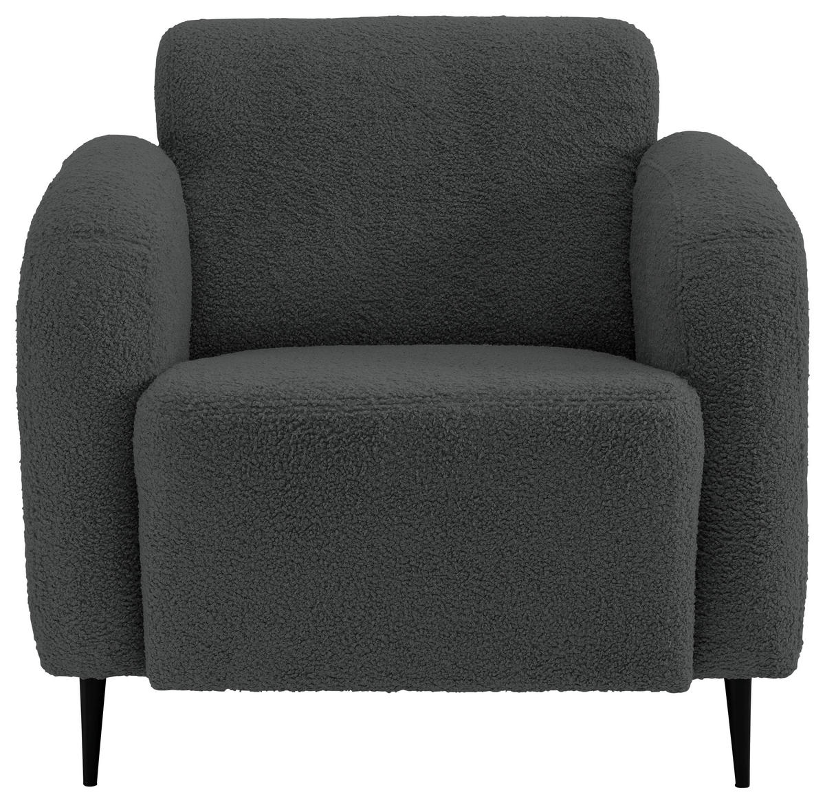 SESSEL in Teddystoff Anthrazit  - Anthrazit/Schwarz, Modern, Textil/Metall (85/76/90cm) - Livetastic