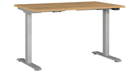 SCHREIBTISCH 120/80/72-118 cm  in Braun, Silberfarben, Eichefarben  - Eichefarben/Silberfarben, MODERN, Holzwerkstoff/Metall (120/80/72-118cm) - Novel