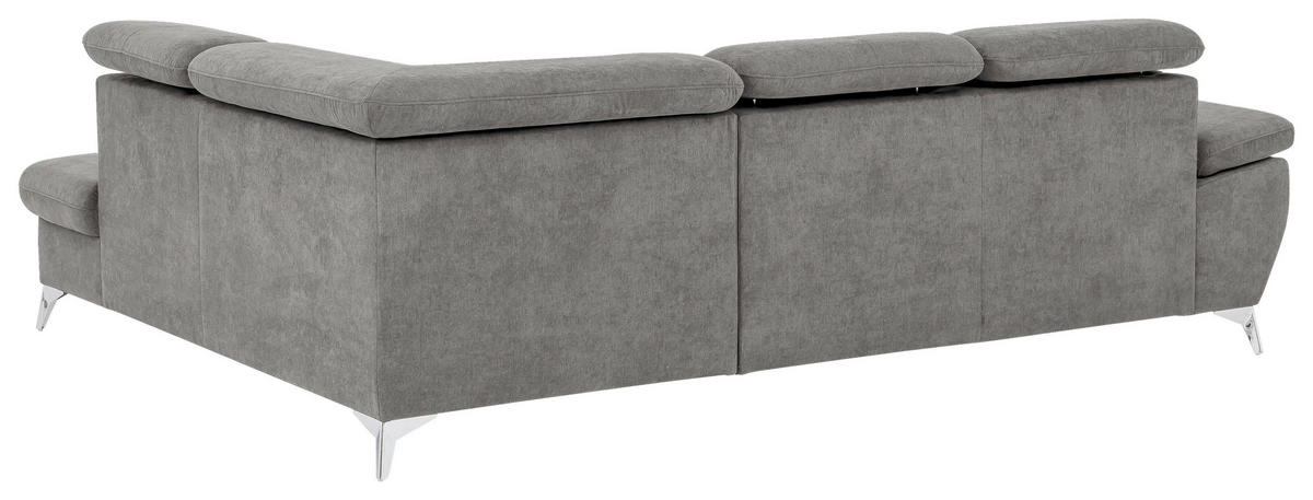 ECKSOFA in Mikrofaser Grau  - Chromfarben/Grau, Konventionell, Textil/Metall (256/209cm) - Livetastic