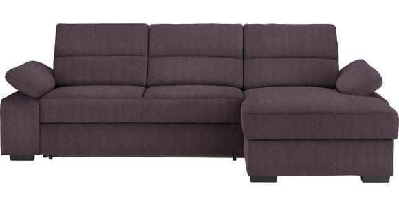 ECKSOFA  in Webstoff Violett  258/166 cm  - Dunkelbraun/Violett, KONVENTIONELL, Kunststoff/Textil (258/166cm) - Cantus
