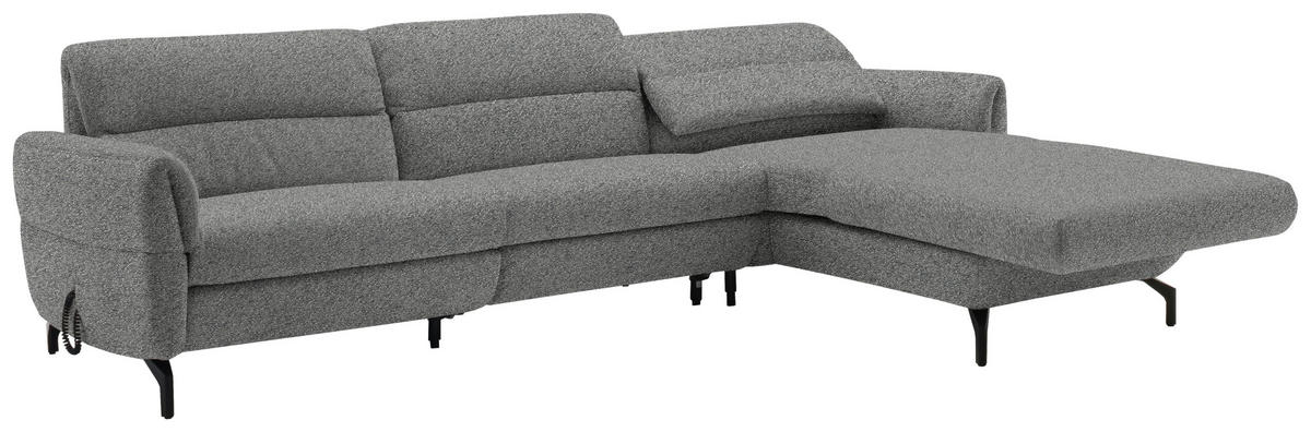 ECKSOFA in Chenille Grau  299/187 cm  - Schwarz/Grau, Design, Textil/Metall (299/187cm) - Schöner Wohnen
