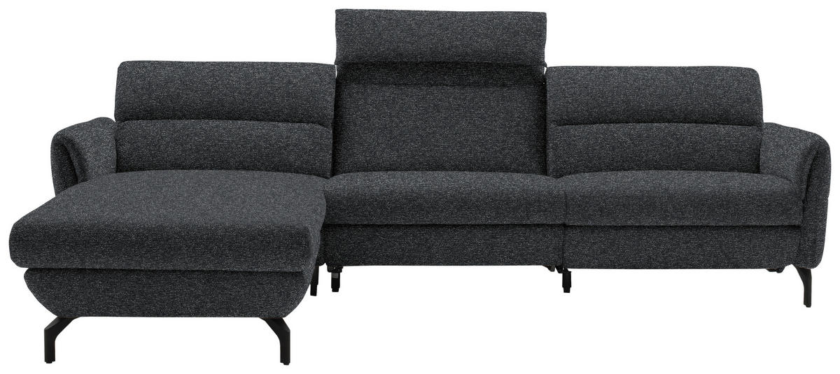 ECKSOFA Graphitfarben Chenille  - Schwarz/Graphitfarben, Design, Textil/Metall (187/299cm) - Schöner Wohnen