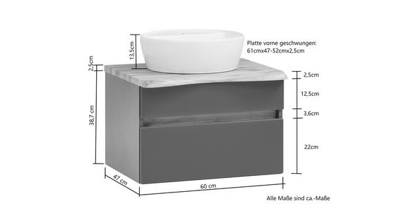 WASCHTISCHKOMBI 61 cm - Graphitfarben/Weiß, Natur, Keramik/Holzwerkstoff (61cm) - Xora