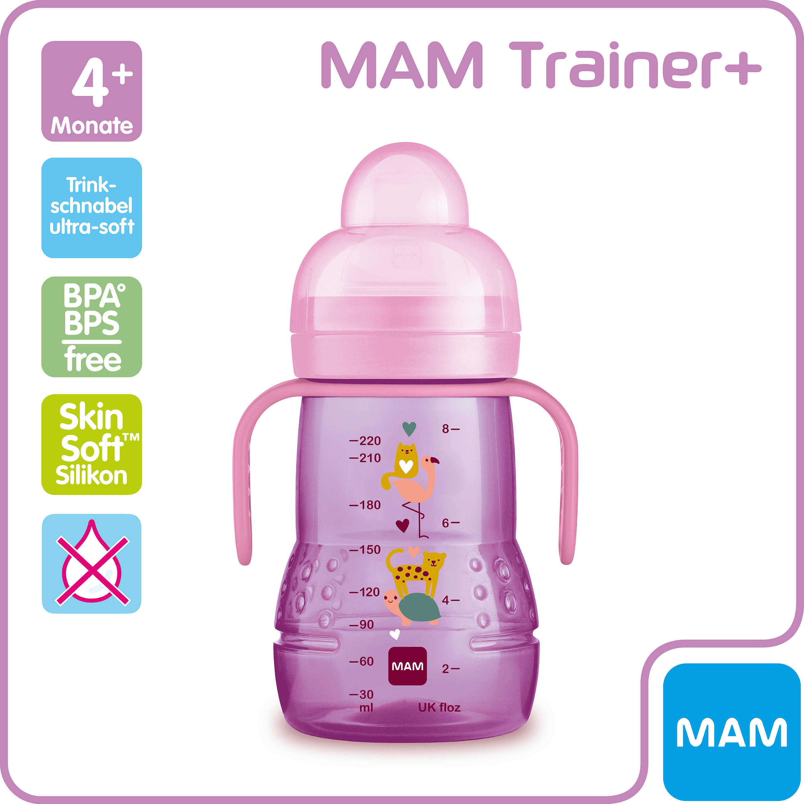 WEITHALSFLASCHE  - Pink, Basics, Kunststoff (9,5/21,5/7,5cm) - MAM