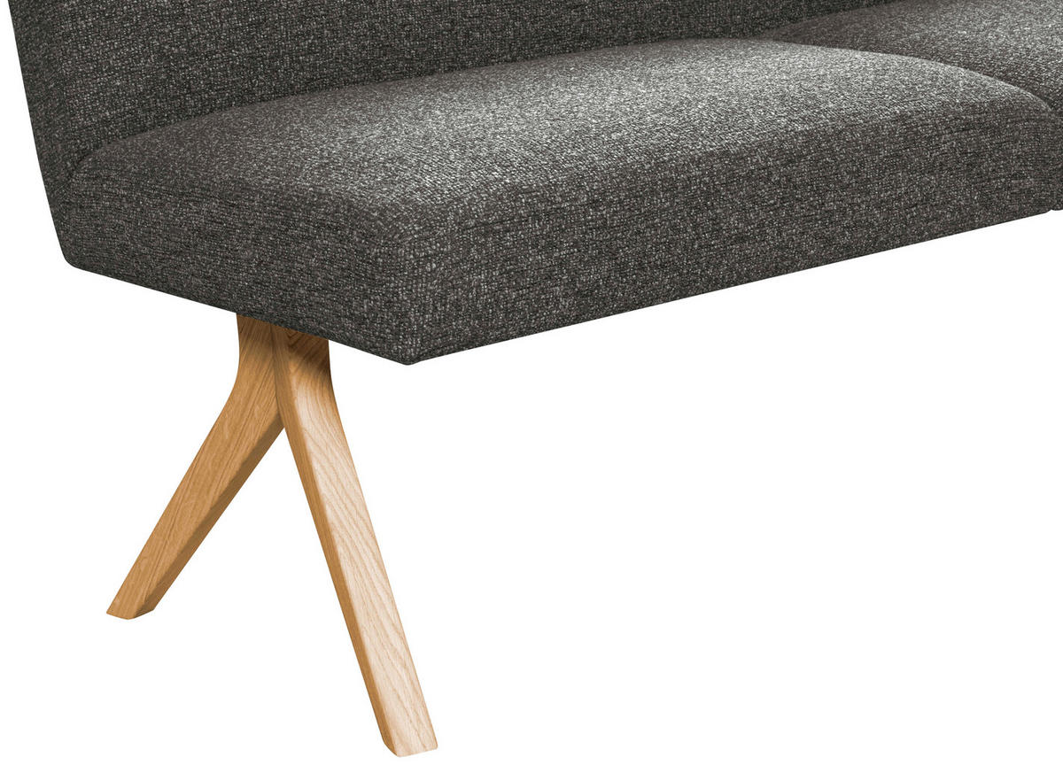 ECKBANK 172/218 cm Webstoff Dunkelgrau Eiche vollmassiv   - Eichefarben/Dunkelgrau, KONVENTIONELL, Holz/Textil (172/218cm) - Linea Natura
