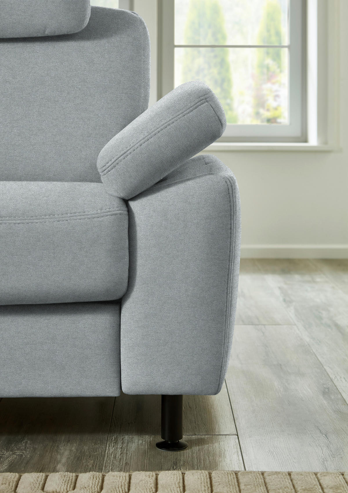 ECKSOFA Flachgewebe Grau  - Schwarz/Grau, Konventionell, Textil/Metall (252/248cm) - Beldomo Comfort