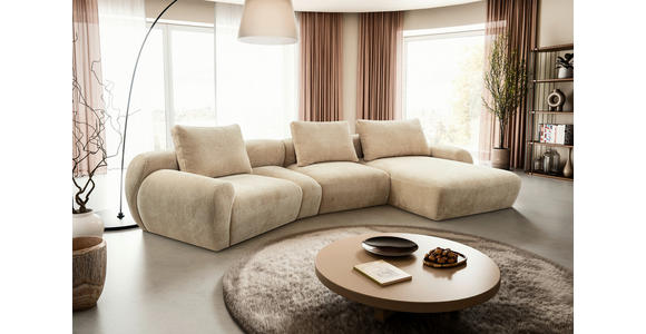 ECKSOFA Beige Chenille Rückenkissen, Rücken echt  - Beige/Schwarz, KONVENTIONELL, Kunststoff/Textil (362/176cm) - Carryhome