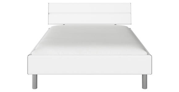 BETT 140/200 cm  in Weiß  - Alufarben/Weiß, Design, Holzwerkstoff/Metall (140/200cm) - Carryhome