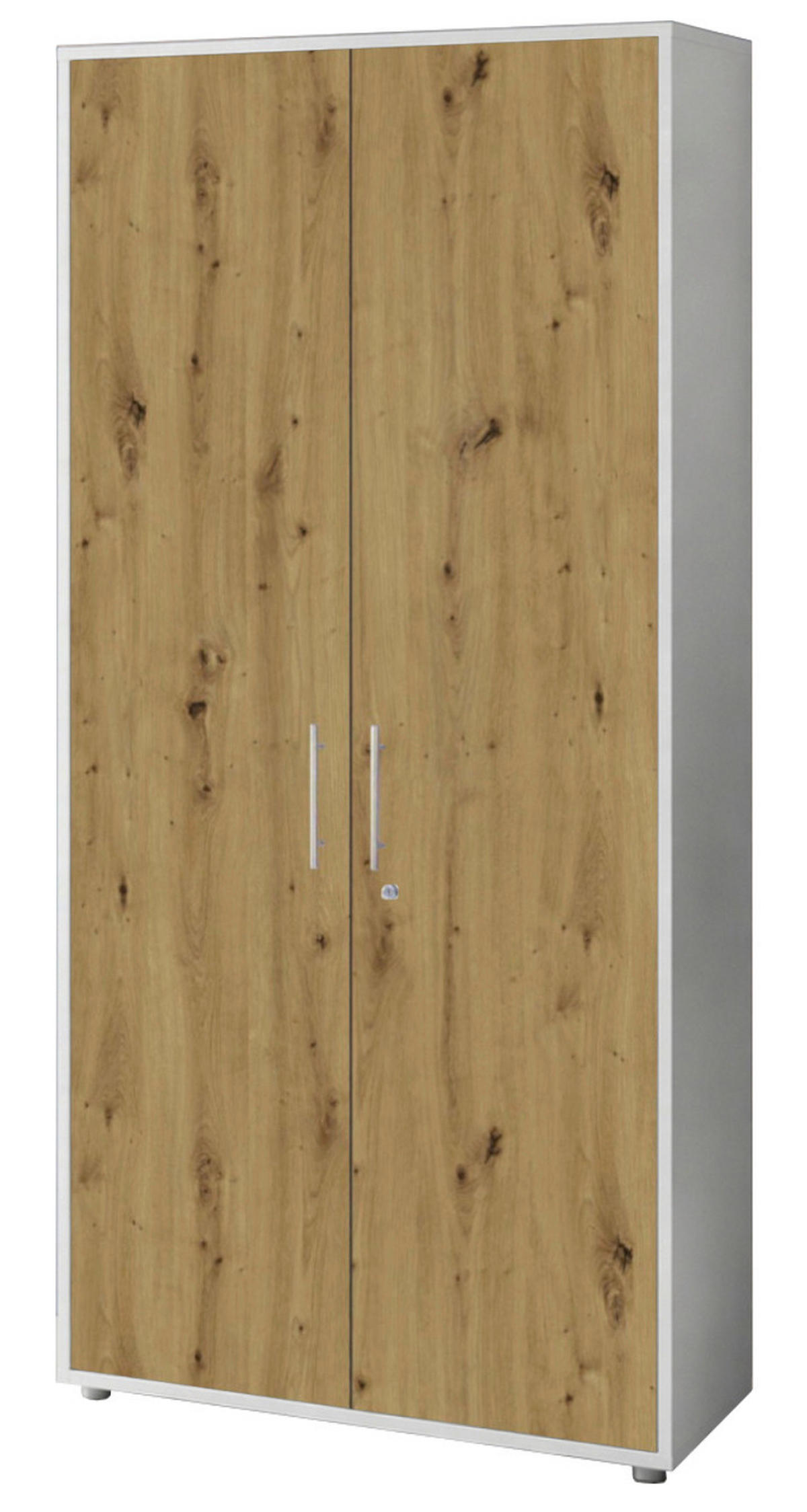 AKTENSCHRANK Weiß, Eiche Artisan  - Eiche Artisan/Weiß, MODERN, Holzwerkstoff (168,8/185,6/33cm) - MID.YOU