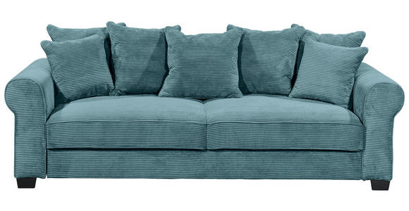 SCHLAFSOFA  mit Stoffauswahl, Liegefunktion, Rücken echt Cord Azurblau  - Azurblau/Schwarz, KONVENTIONELL, Kunststoff/Textil (247/95/125cm) - Hom`in