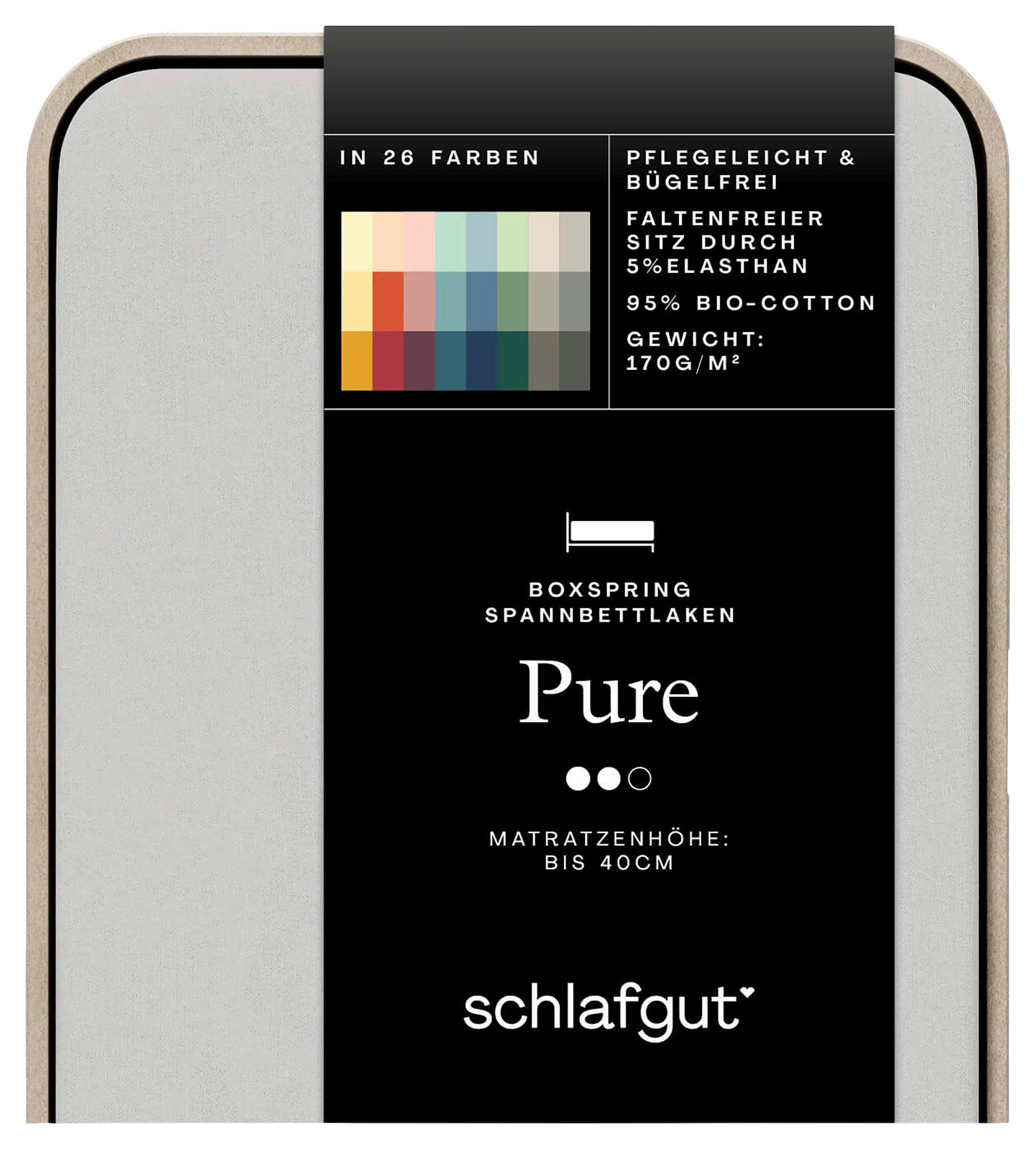 BOXSPRING-SPANNLEINTUCH PURE Jersey  - Hellgrau, Basics, Textil (90-100/190-220cm) - Schlafgut