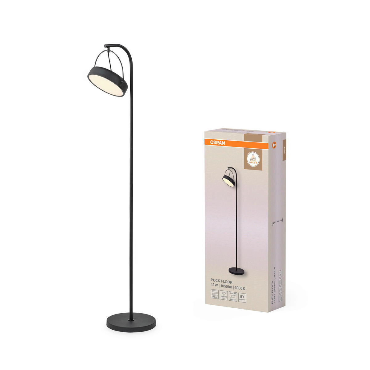 LED-STEHLEUCHTE 25/37,5/143 cm    - Schwarz, Design, Kunststoff/Metall (25/37,5/143cm) - Osram