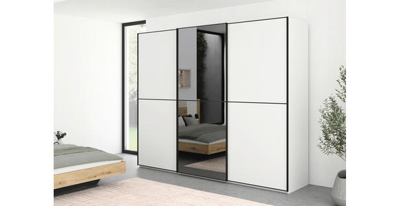 SCHWEBETÜRENSCHRANK  in Weiß  - Schwarz/Weiß, KONVENTIONELL, Glas/Holzwerkstoff (242/223/68cm) - Novel