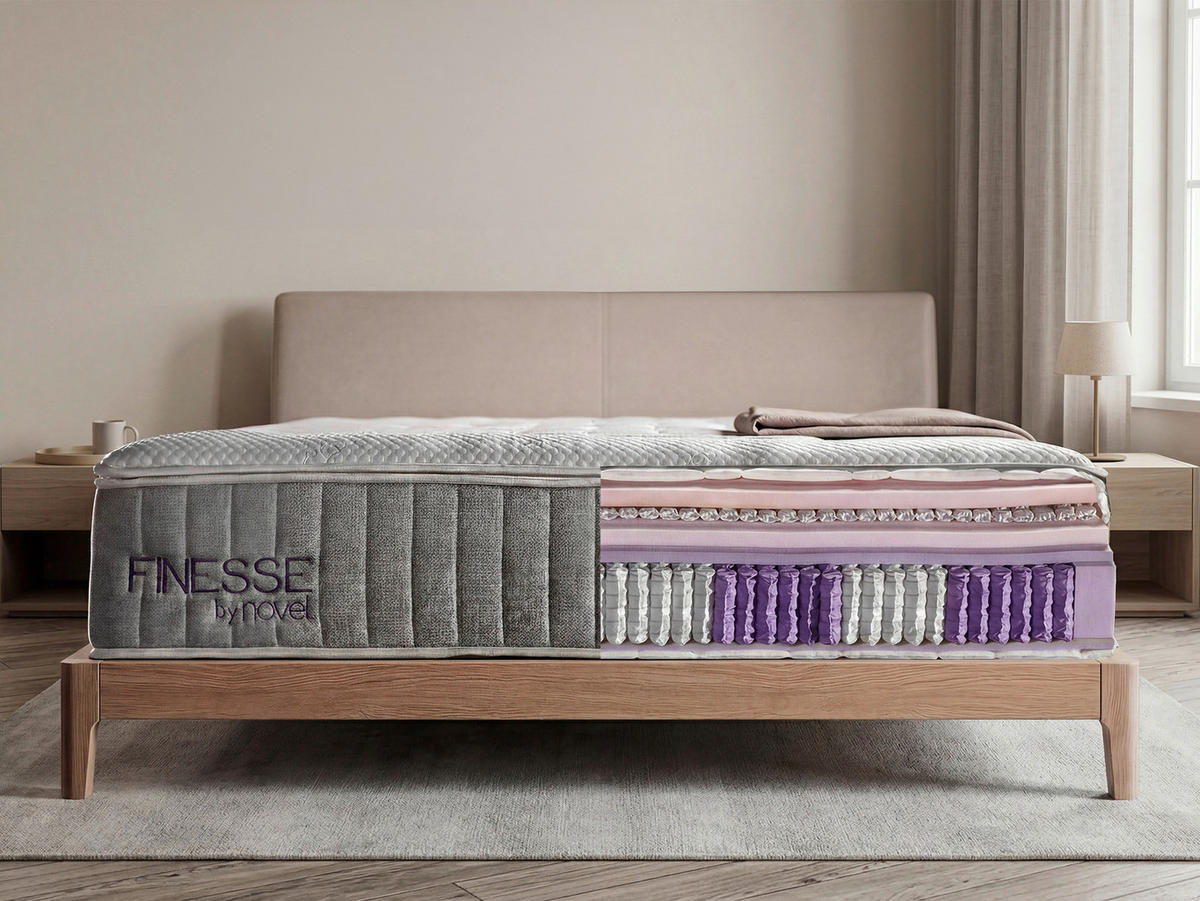 BOXSPRINGMATRATZE 90/200 cm, Höhe ca.: 30 cm,  - Weiß/Grau, Basics, Textil (90/200cm) - Novel