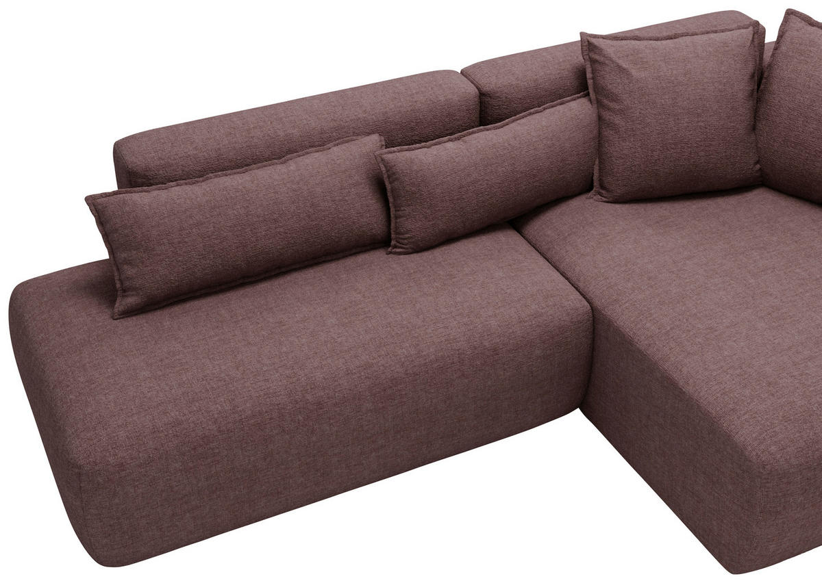 ECKSOFA Chenille Beere  - Beere/Schwarz, Design, Kunststoff/Textil (284/160cm) - Livetastic