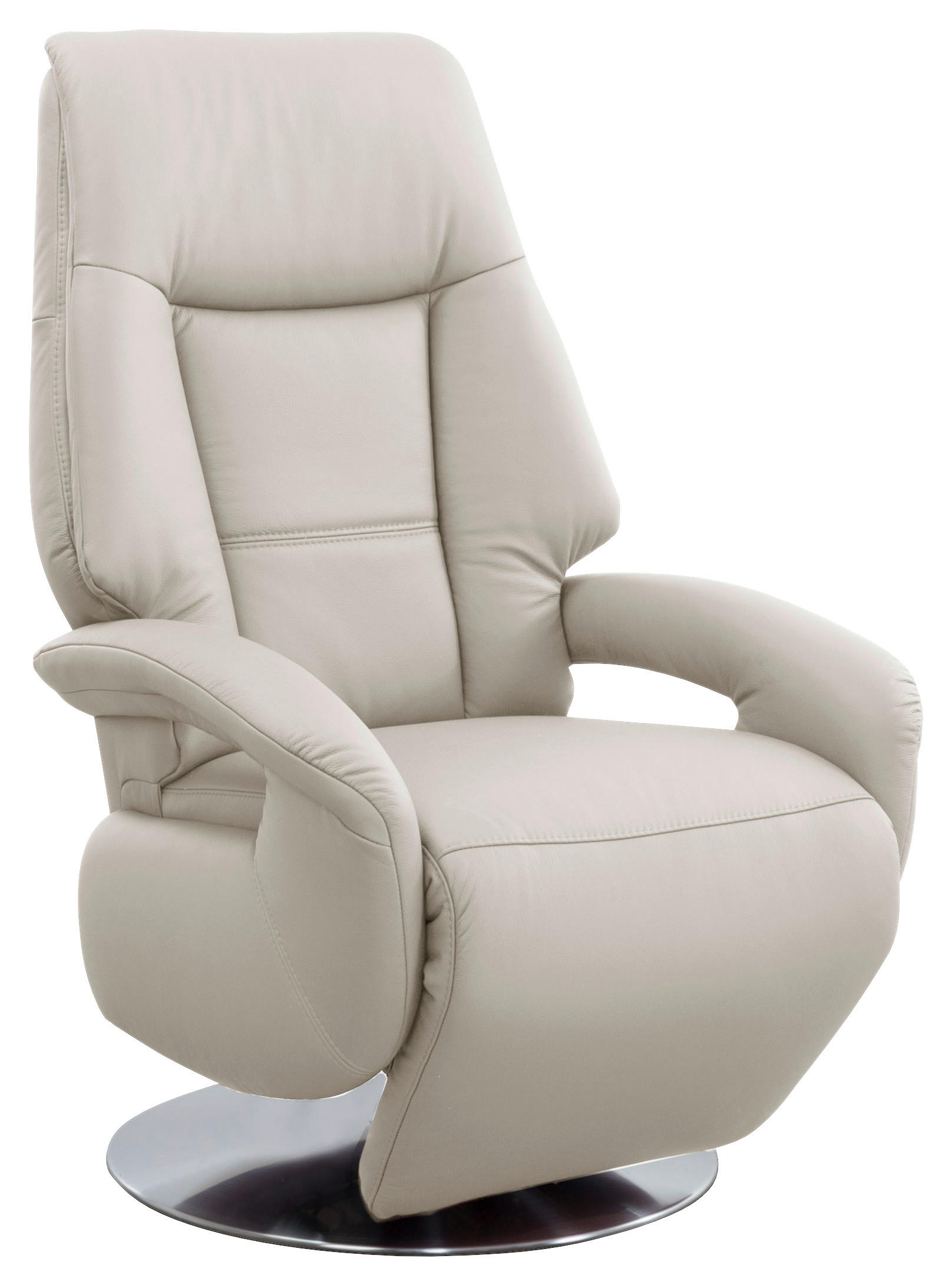DREHSTUHL Weiß  - Edelstahlfarben/Weiß, KONVENTIONELL, Leder/Metall (74/111/77cm) - Sit & More