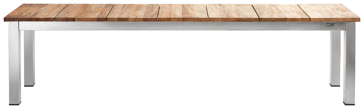 GARTENBANK 180/45/45 cm Recyclingholz, Teakholz  Edelstahl  - Edelstahlfarben/Teakfarben, LIFESTYLE, Holz/Metall (180/45/45cm) - Amatio