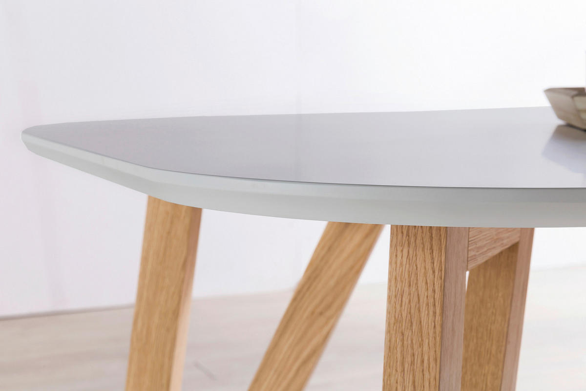 ESSTISCH Eiche massiv oval Grau  - Naturfarben/Grau, MODERN, Holz/Holzwerkstoff (200/100/76cm) - Livetastic