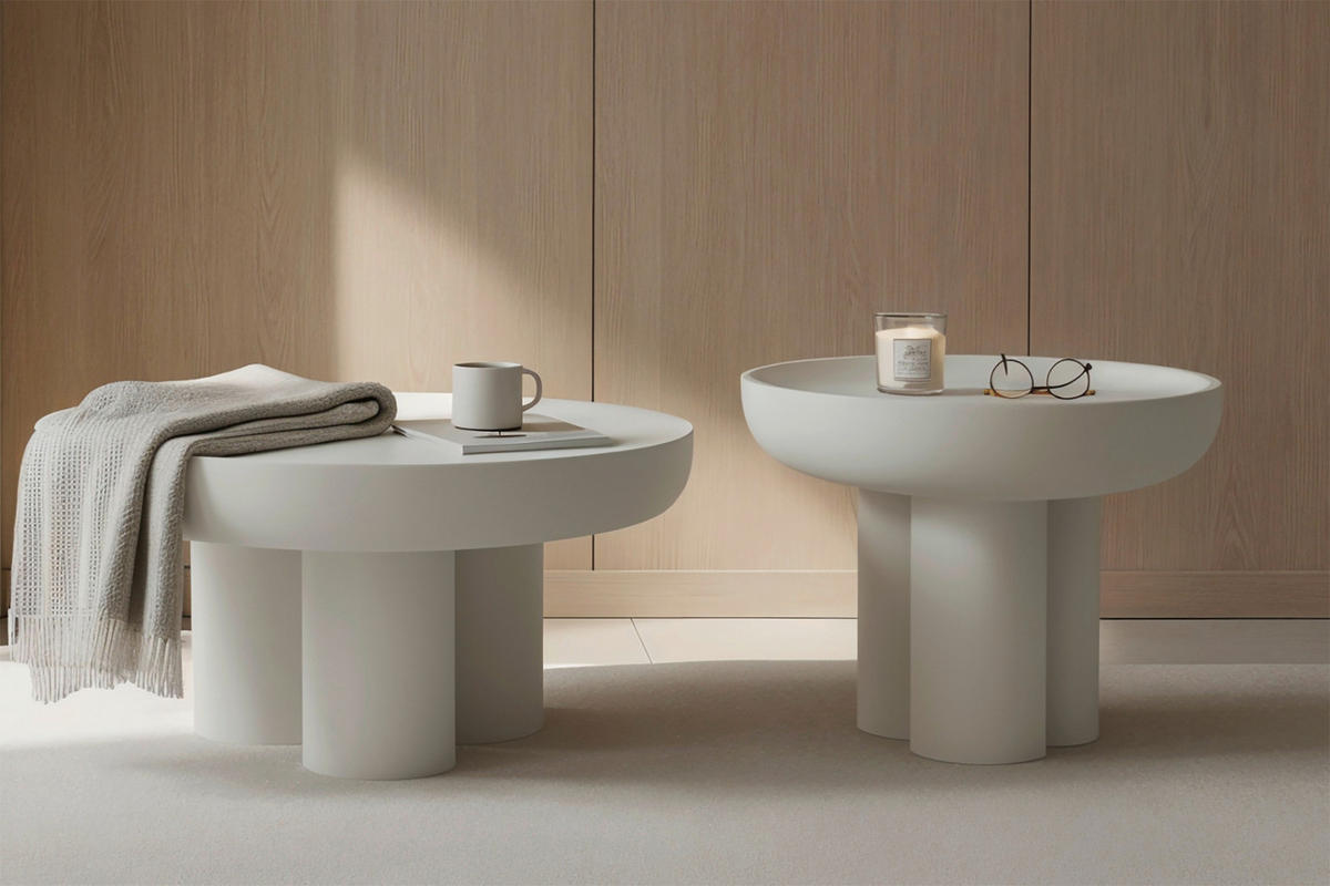 BEISTELLTISCH in Stein, Holzwerkstoff 50/50/47 cm  - Weiß, Design, Holzwerkstoff/Stein (50/50/47cm) - MID.YOU