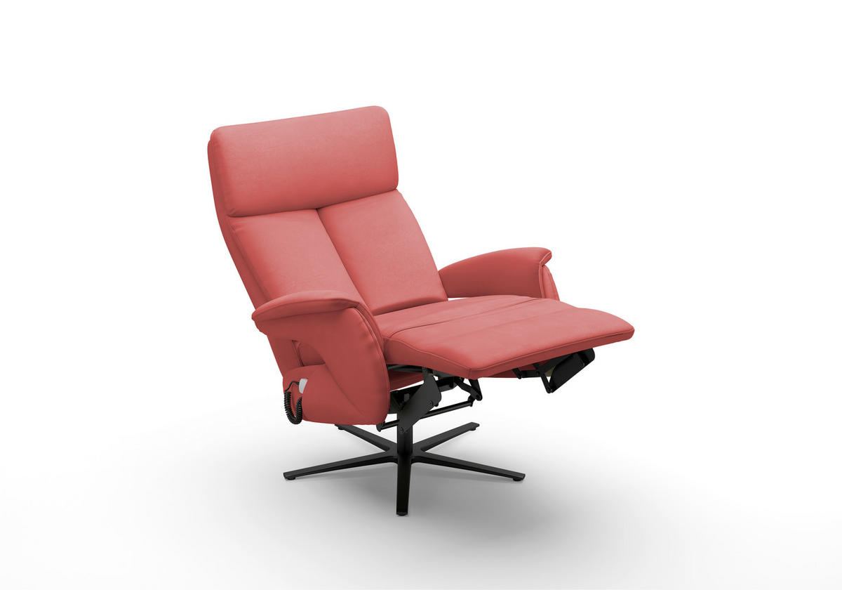RELAXSESSEL TV TRIPLE SEVEN XTRA LARGE S1 Echtleder Kopfteilverstellung, Aufstehhilfe, Fußteilverstellung, Rücken echt    - Rot/Schwarz, Basics, Leder/Metall (86/111/86cm) - Sit & More