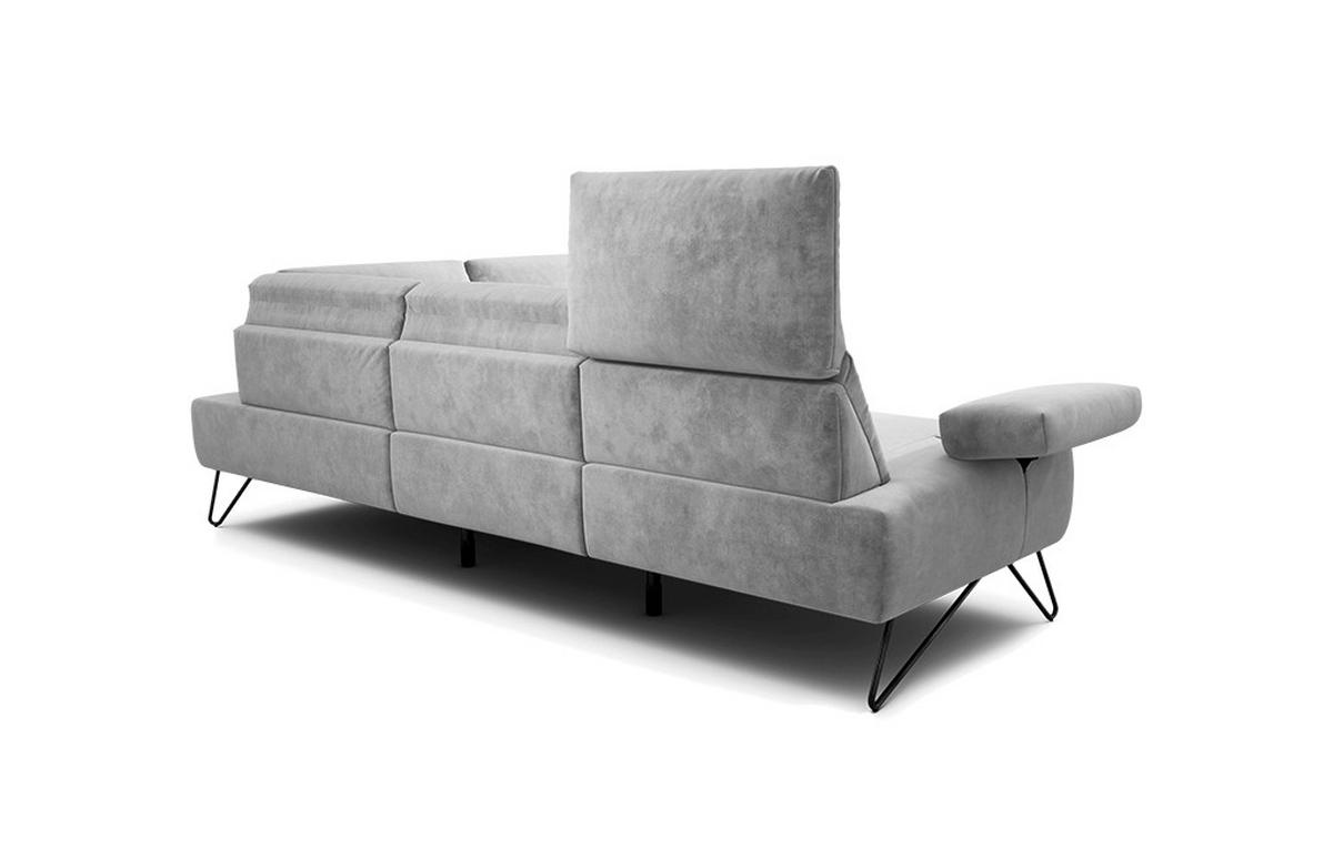 ECKSOFA Cosy Hellgrau Samt  - Hellgrau/Schwarz, Design, Textil/Metall (248-263/193cm) - SENSOO