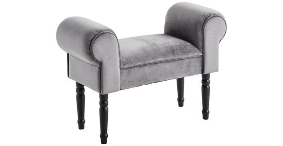 HOCKER Samt Kiefer Grau, Schwarz - Schwarz/Grau, Trend, Holz/Textil (76/54/30cm) - Xora