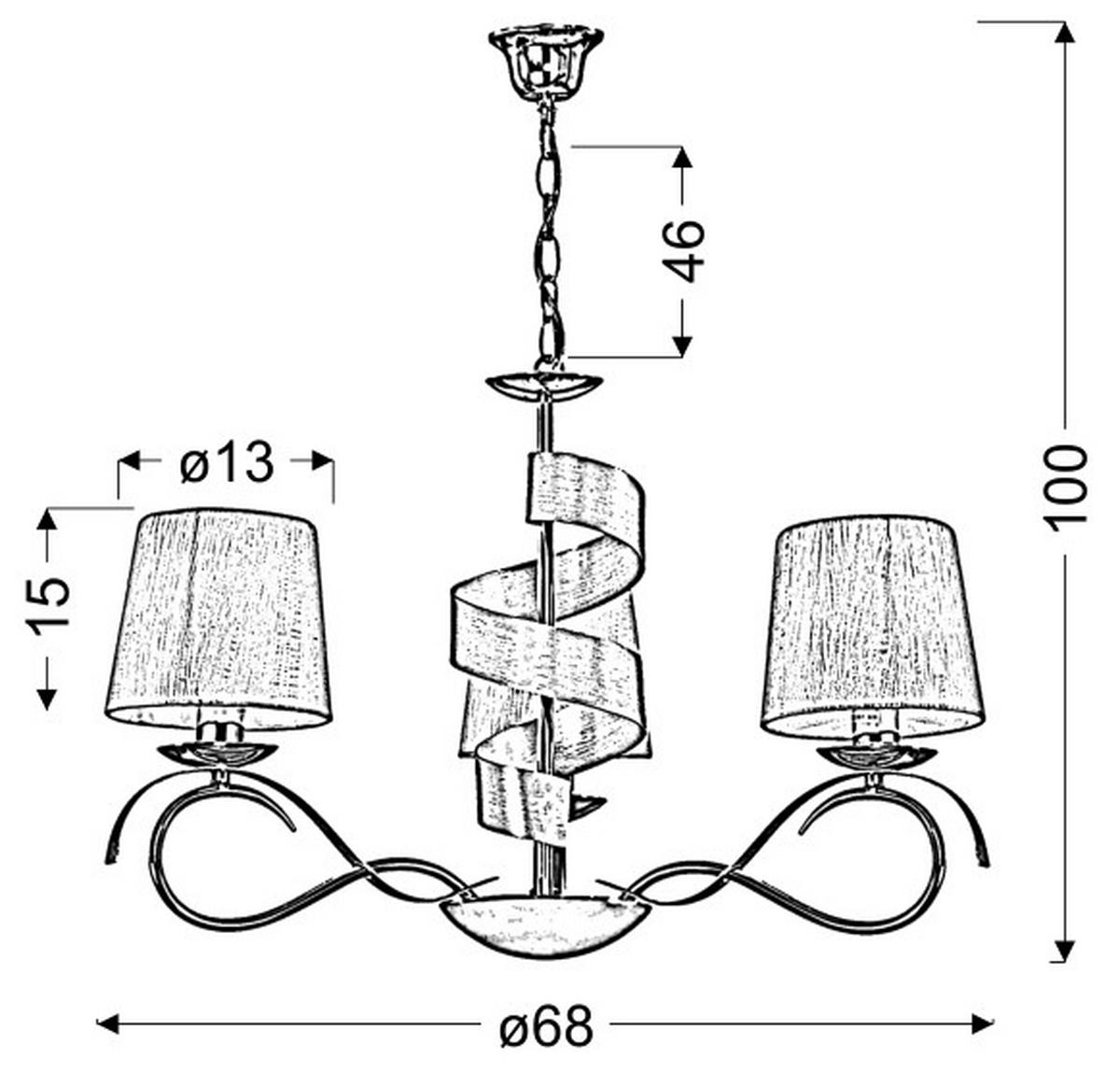 PENDELLAMPA Denis 68/68/100 cm  - kromfärg/guldfärgad, Klassisk, metall/plast (68/68/100cm)