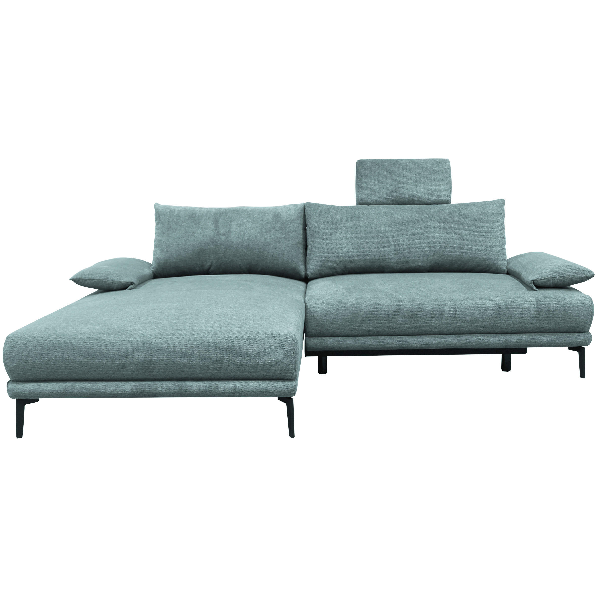 ECKSOFA Mintgrün Webstoff  - Schwarz/Mintgrün, Design, Textil/Metall (192/260cm) - MID.YOU
